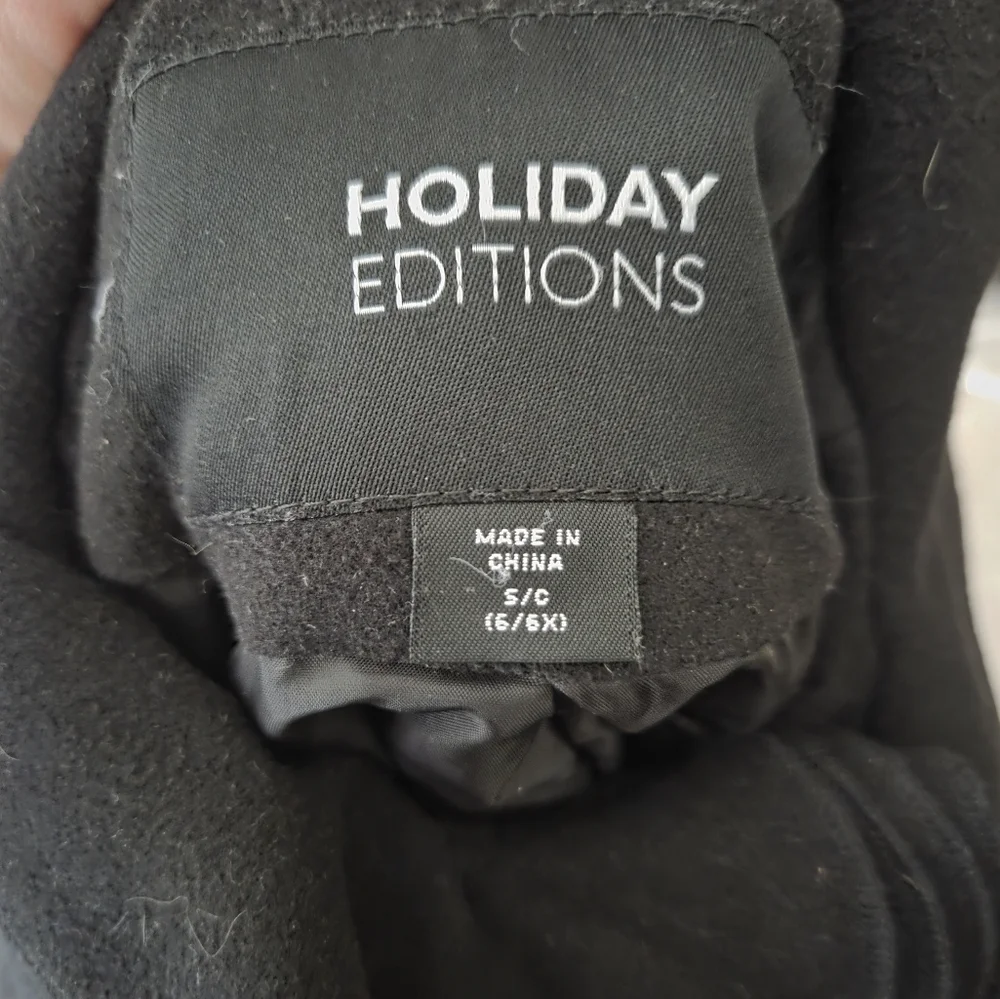 Holiday Editions Elegant Black Coat with Ruffle Detail Girls Size Small(6/6x)